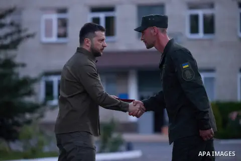 President of Ukraine, Volodymyr Zelensky visits Lviv and Volyn regions on July 8, 2023. Photo by PRESIDENT OF UKRAINE Office\ apaimages