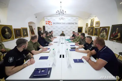 President of Ukraine, Volodymyr Zelensky visits Lviv and Volyn regions on July 8, 2023. Photo by PRESIDENT OF UKRAINE Office\ apaimages