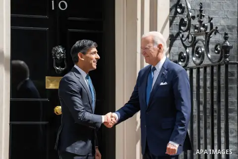 US President Joe Biden meets with Britain's Prime Minister Rishi Sunak, in central London on July 10, 2023. US President Joe Biden was in Britain on Monday for a brief visit to his key ally during which he met with Prime...
