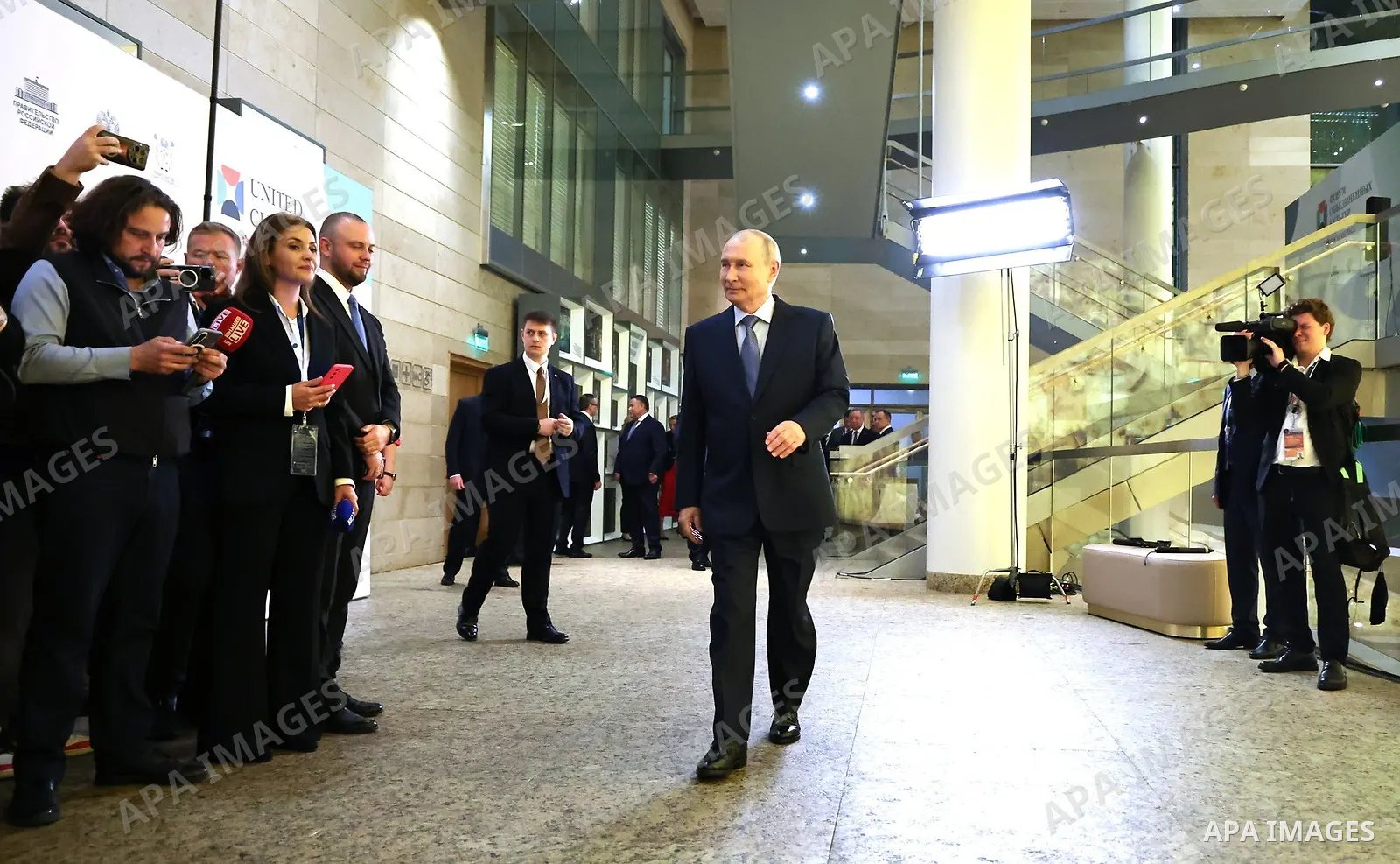 Russian President Vladimir Putin answers questions from media representatives in St. Petersburg, Russia, on September 25, 2026. Putin said proposals for settling the war in Ukraine remain on the table but that Moscow wou...