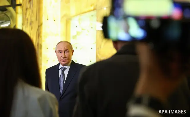Russian President Vladimir Putin answers questions from media representatives in St. Petersburg, Russia, on September 25, 2026. Putin said proposals for settling the war in Ukraine remain on the table but that Moscow wou...