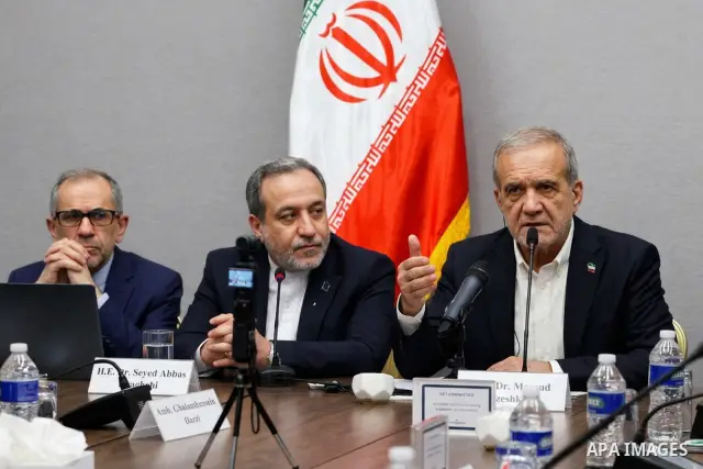 Iranian President Masoud Pezeshkian meets experts and researchers from U.S. research centers in New York City, United States, on September 24, 2026, on the sidelines of the 81st session of the United Nations General Asse...