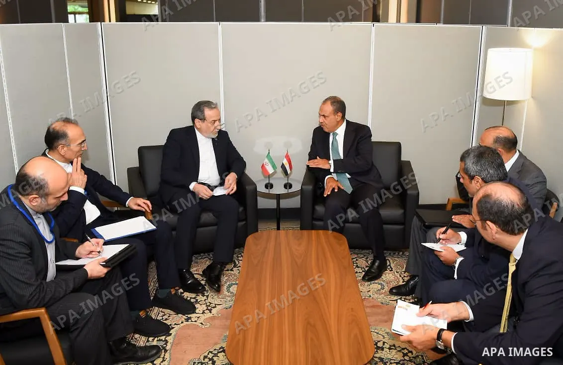 Egyptian Foreign Minister Badr Abdelatty meets Iranian Foreign Minister Abbas Araghchi in New York City, United States, on September 24, 2026, on the sidelines of the 81st session of the United Nations General Assembly....