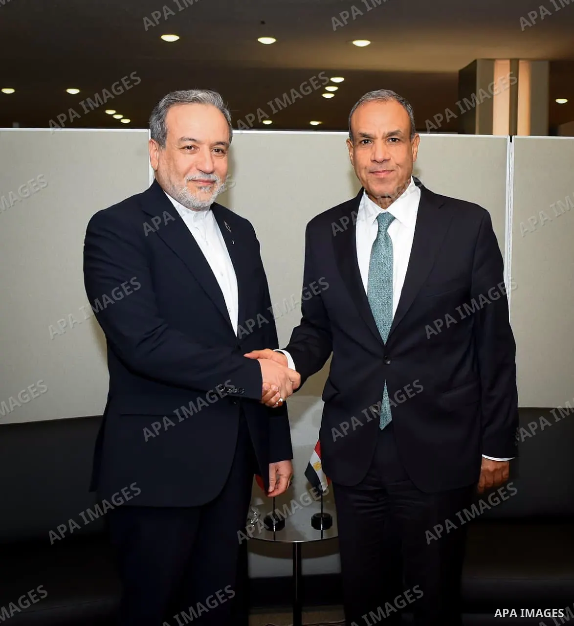 Egyptian Foreign Minister Badr Abdelatty meets Iranian Foreign Minister Abbas Araghchi in New York City, United States, on September 24, 2026, on the sidelines of the 81st session of the United Nations General Assembly....