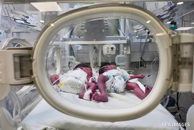 Palestinian newborns receive care in the neonatal unit at Nasser Medical Complex in Khan Younis, southern Gaza Strip, on September 26, 2026. The unit has 14 incubators but is caring for 24 newborns, reflecting growing pr...