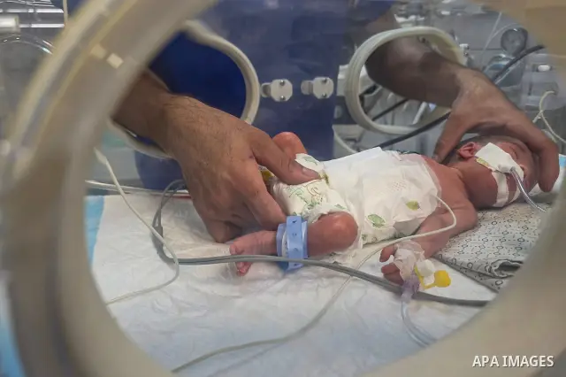 Palestinian newborns receive care in the neonatal unit at Nasser Medical Complex in Khan Younis, southern Gaza Strip, on September 26, 2026. The unit has 14 incubators but is caring for 24 newborns, reflecting growing pr...