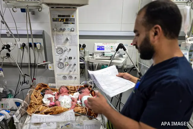 Palestinian newborns receive care in the neonatal unit at Nasser Medical Complex in Khan Younis, southern Gaza Strip, on September 26, 2026. The unit has 14 incubators but is caring for 24 newborns, reflecting growing pr...