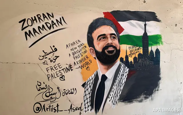 Palestinian artist Aseel Nasman creates artwork on the rubble of destroyed homes in the Gaza Strip on September 24, 2026. Nasman uses her art to portray international figures who have expressed support for Palestinians,...